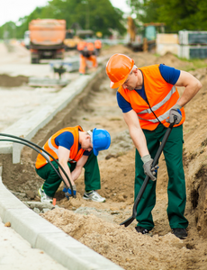 Men working on road construction