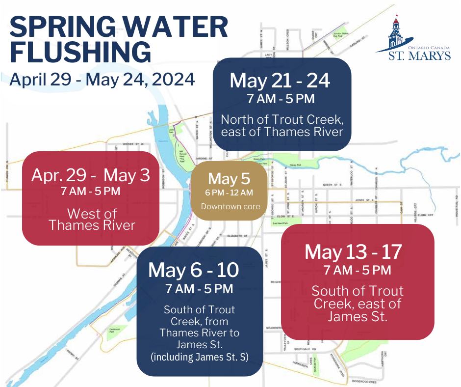 Map of water flushing locations and schedule