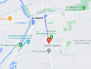 Map of road closure for parade