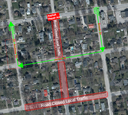 Map of St. Marys with detour route highlighted