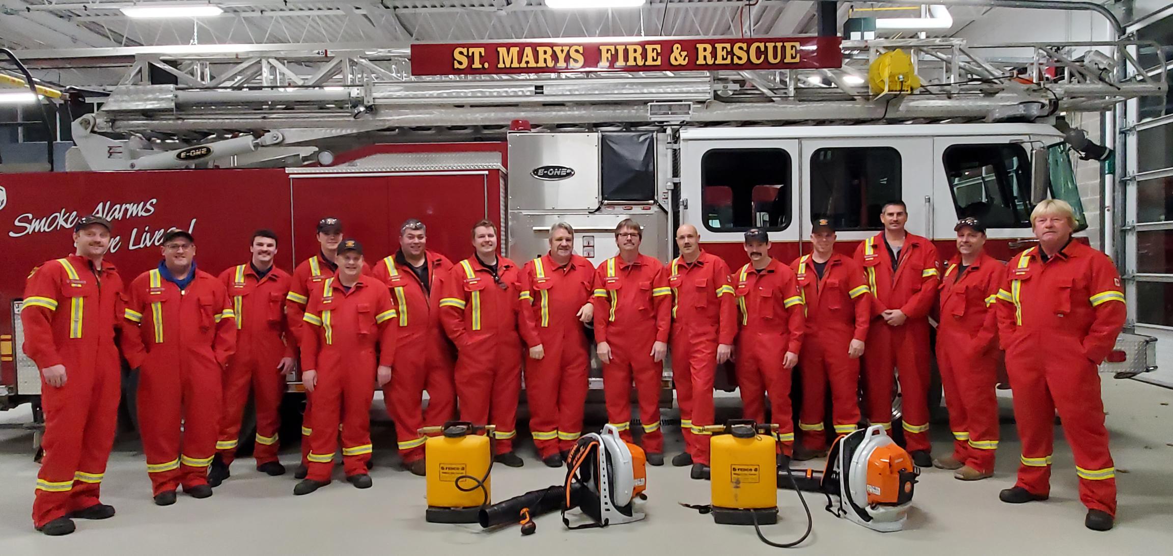 St. Marys Fire Department firefighters wearing new Wildland Coveralls 
