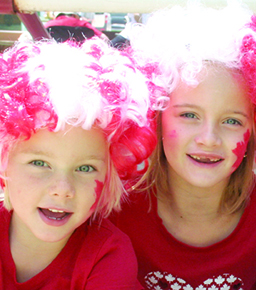 Two young girls celebrating Canada Day