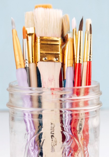 Paint Brushes in Jar