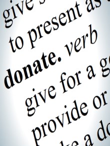 Word donate as shown in a dictionary