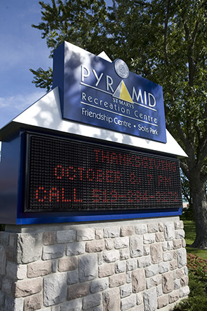 Pyramid Recreation Centre sign