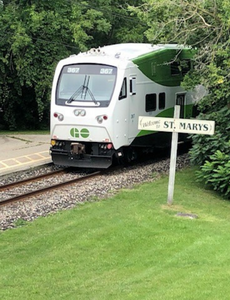 GO Train arriving in St. Marys