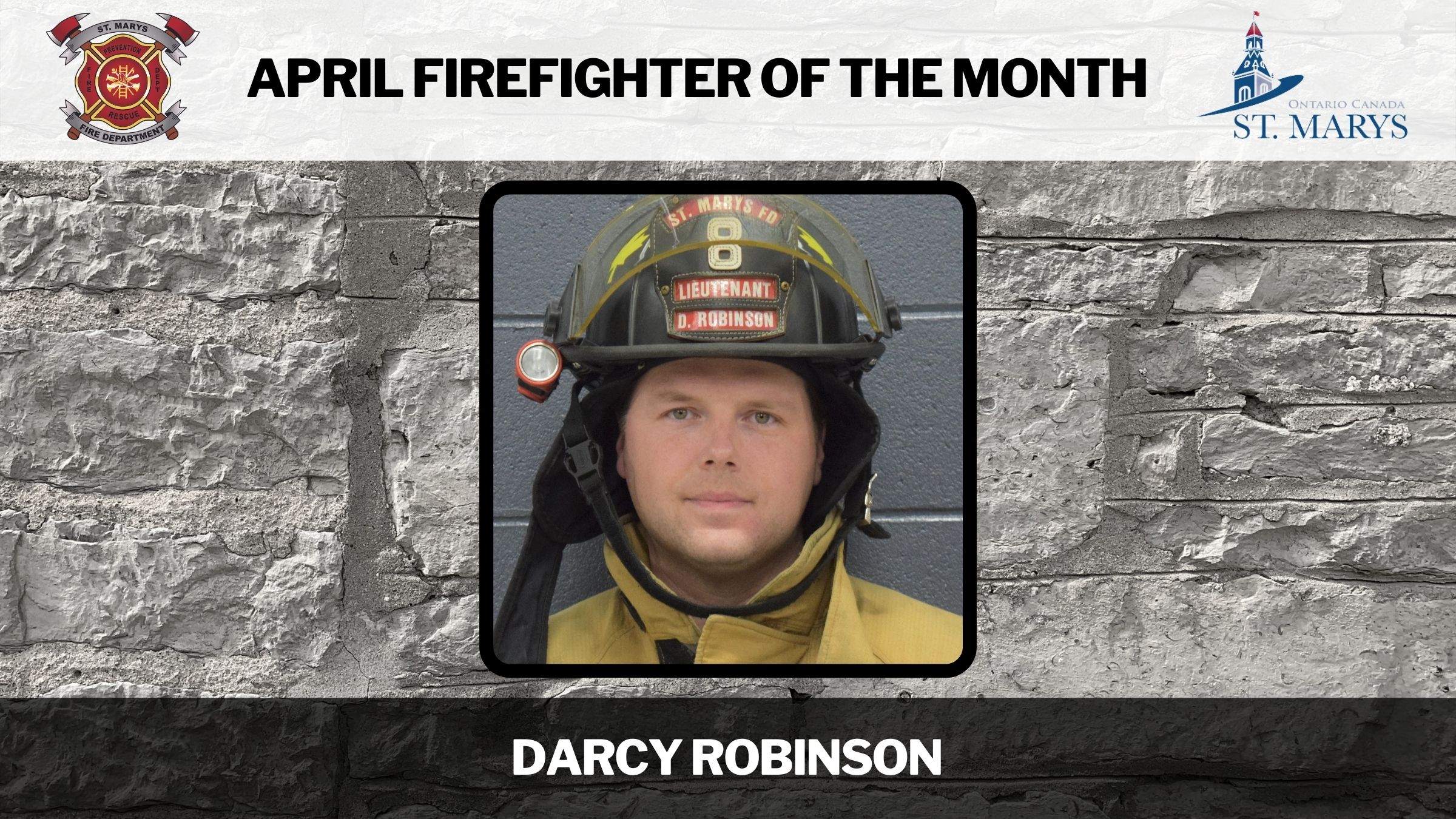 April Firefighter of the Month Darcy Robinson