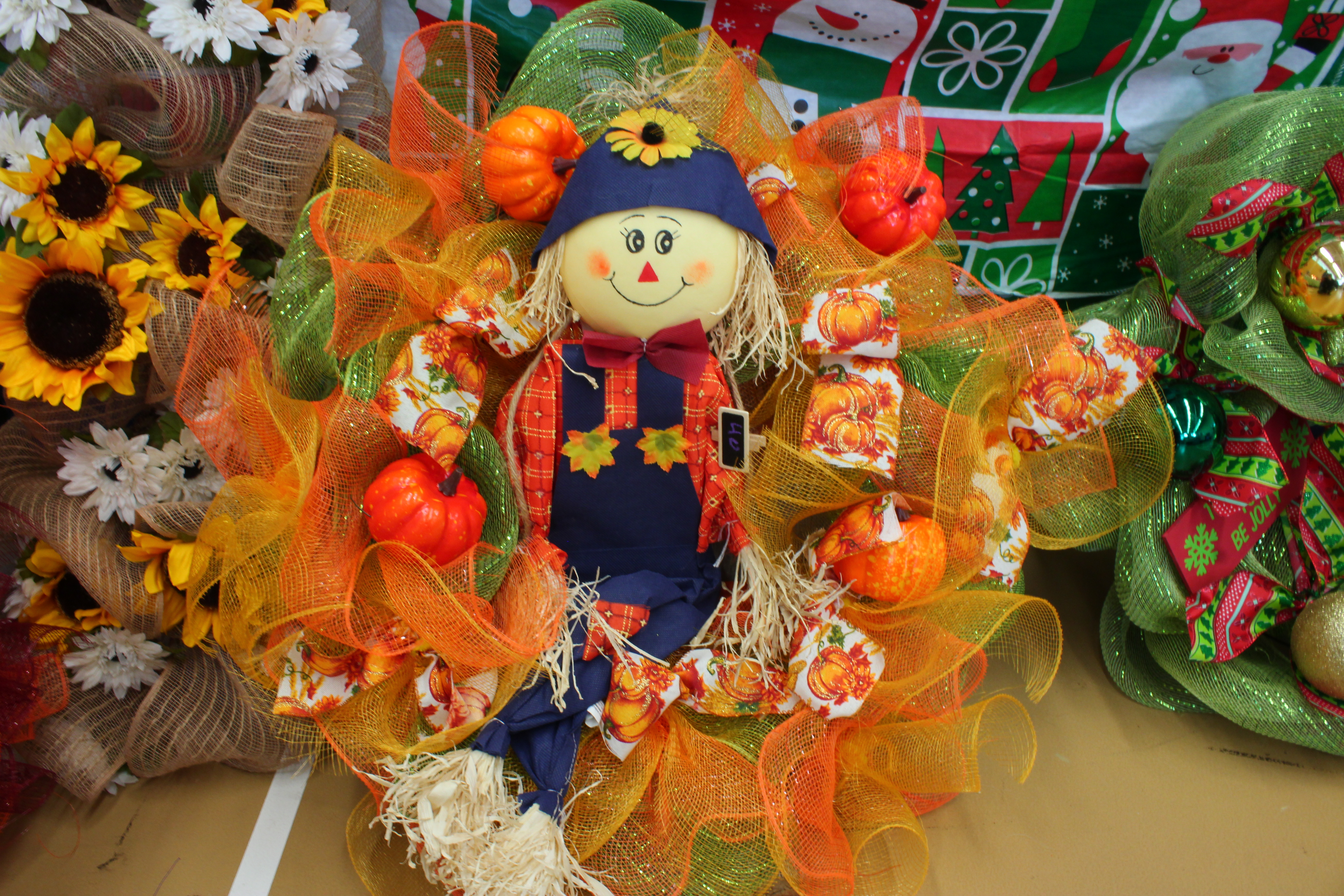 Fall wreath with scarecrow