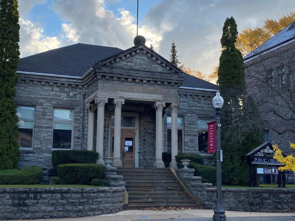 Church St. entrance steps of the St. Marys Public Library