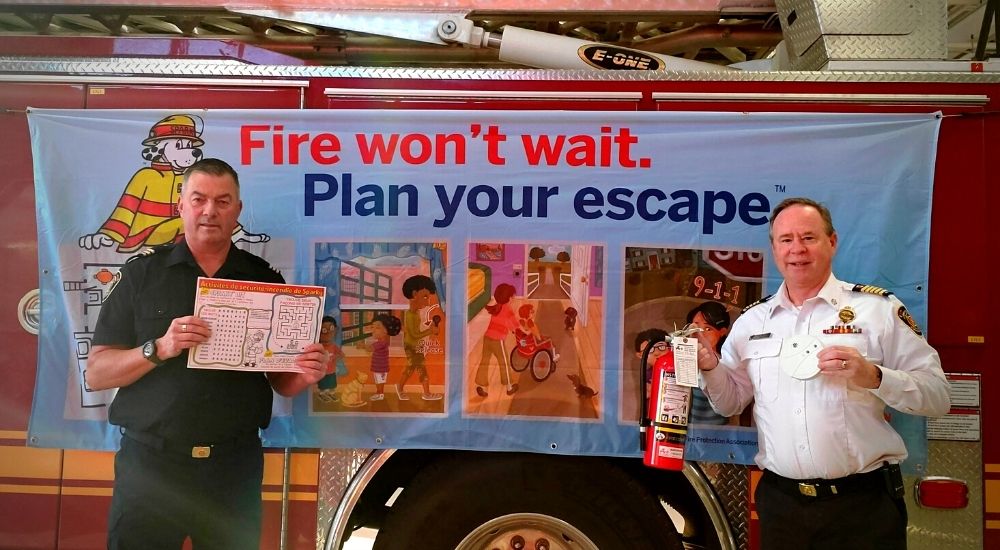 St. Marys Fire Department Fire Chief, Richard “Andy” Anderson and Chief Fire Prevention Officer, Brian Leverton, promote this year’s Fire Prevention Week message of ‘Fire won’t wait. Plan your escape.’ 