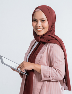 Image of woman holding a tablet