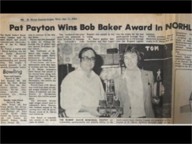 Newspaper article clipping of Pat Payton accepting journalism award
